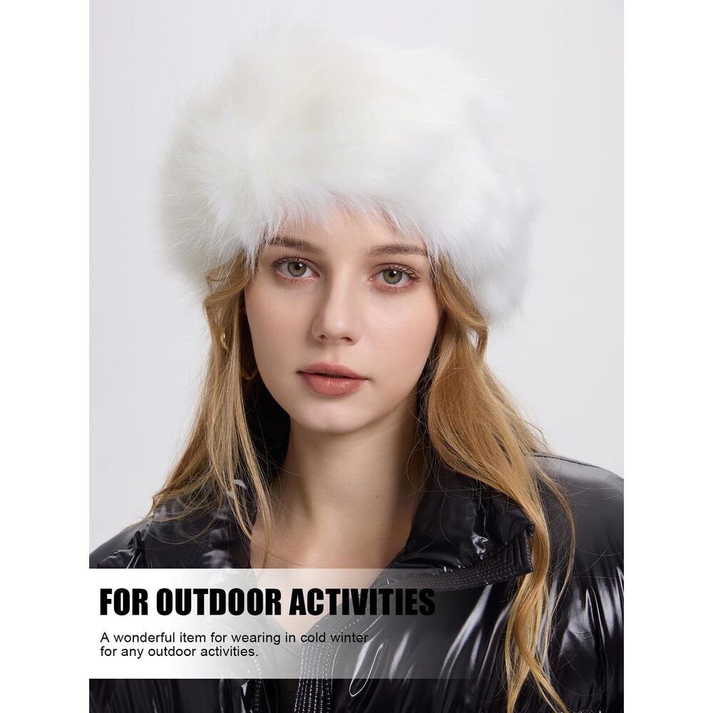2155 Faux Fur Headband For Women Elastic Fuzzy Thick Earmuffs Winter - Picture 5 of 6